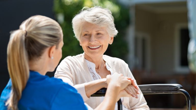 Old lady with Parkinson's Disease