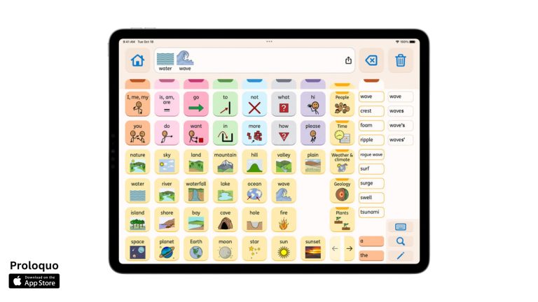 Proloquo ACC app on an ipad