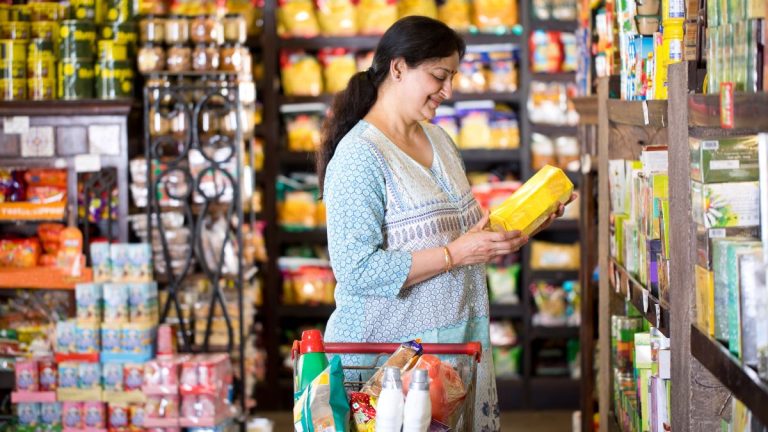 Woman with a brain injury enjoying life and grocery shopping