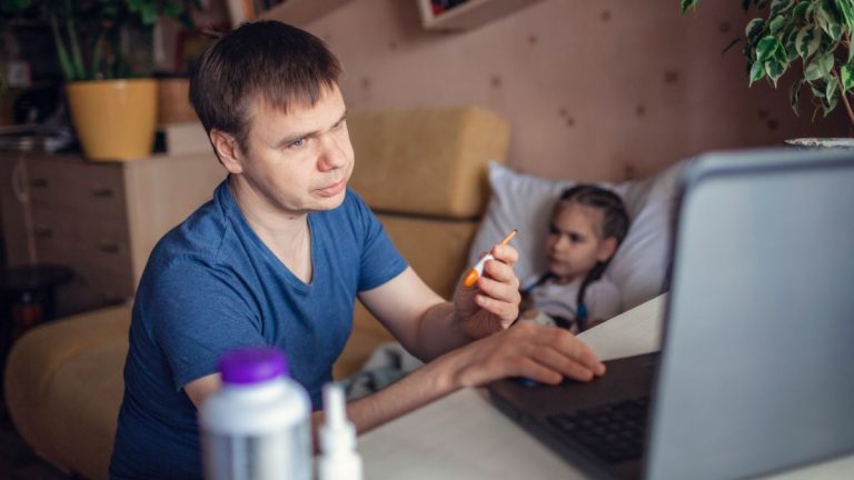 man on a telehealth OT session